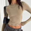 Women Casual Long Sleeve T-Shirts Spring Autumn Solid Slim Fit Pullovers Tees Shirts Female Streetwear Base Tees Tops  Casual