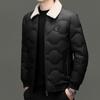 Men's Wool Collar Lightweight Down Jacket - Fashionable, Warm, Short Lapel Winter Coat for Middle-Aged
