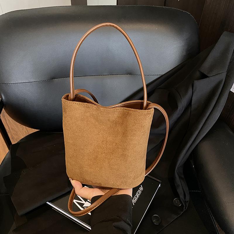 Suede Bag Women's Autumn and Winter Versatile New Retro Leopard Print Shoulder Crossbody Bucket Bag