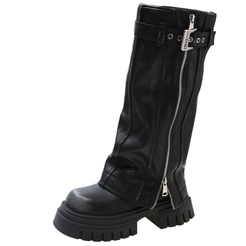 

модные ковбойские сапоги в стиле вестерн женские осенне-зимние новые толстые подошвы водонепроницаемые тонкие сапоги до колен женские ботильоны 35 коричневый