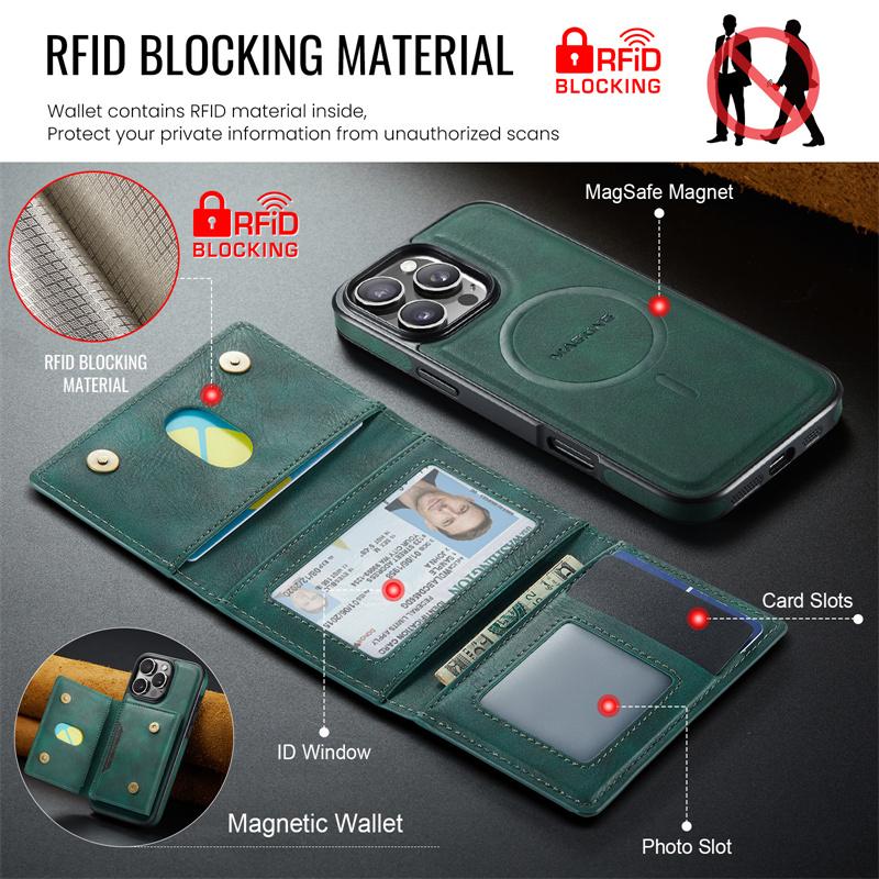 Retro Flip Leather Phone Case For iPhone 16 Pro Max 17 Air 15 Plus 14 13 12 Wallet Cards Magnetic Wireless Charging Back Cover