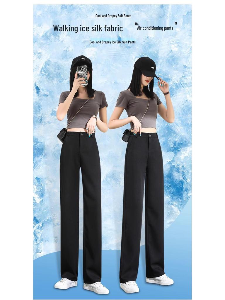 Women's High-Waist Gray Wide-Leg Dress Pants - Spring/Autumn 2024 Collection