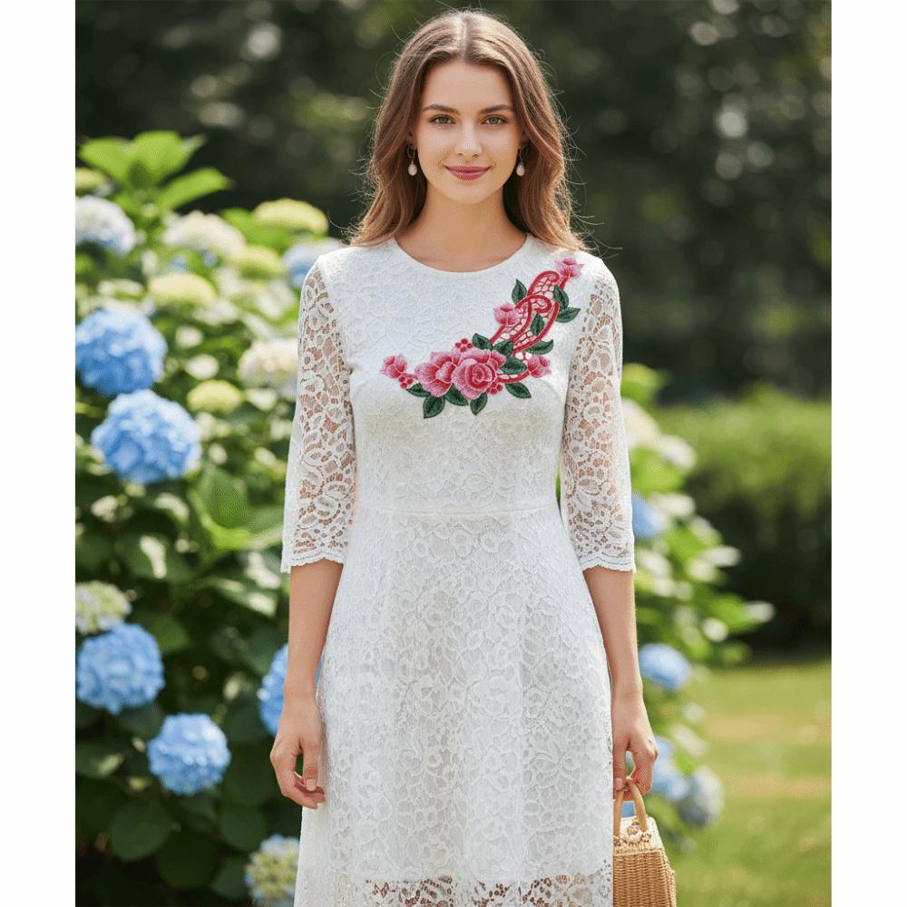 Red 30*20CM 3D Flower Embroidery Patch Sew On Patch Clothing Accessories  Home