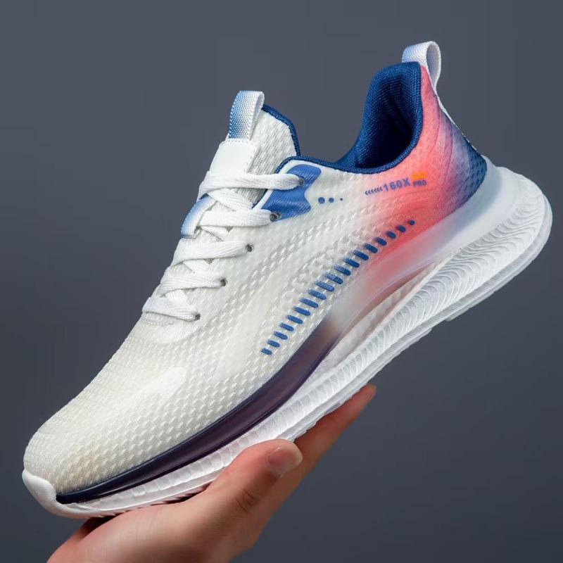 

Cold touch men s shoes color matching lace-up mesh breathable casual shoes soft sole rebound light and comfortable student running sports shoes 39