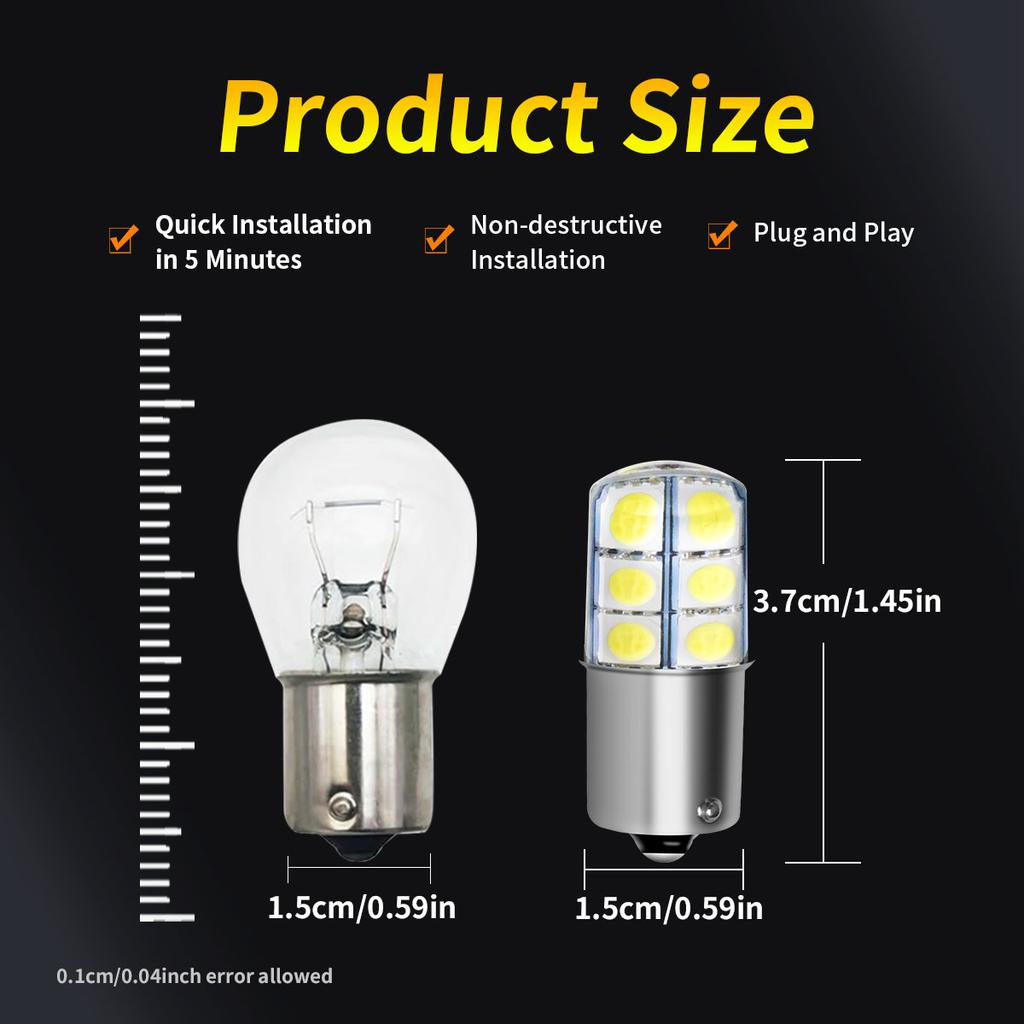2/10 Pieces of 1156 BA15S P21W 1157 BAY15D P21/5W S25 G18 Grade A LED 5050 Chips Brake Light Bulbs Reverse Parking Turn Signals Bulbs 7