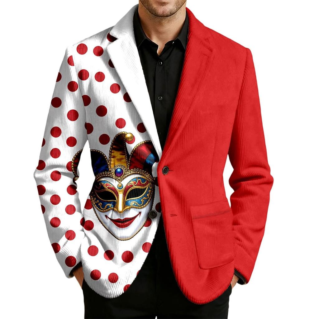 Men's Casual Trend Digital Print Corduroy Cardigan Suit Jacket