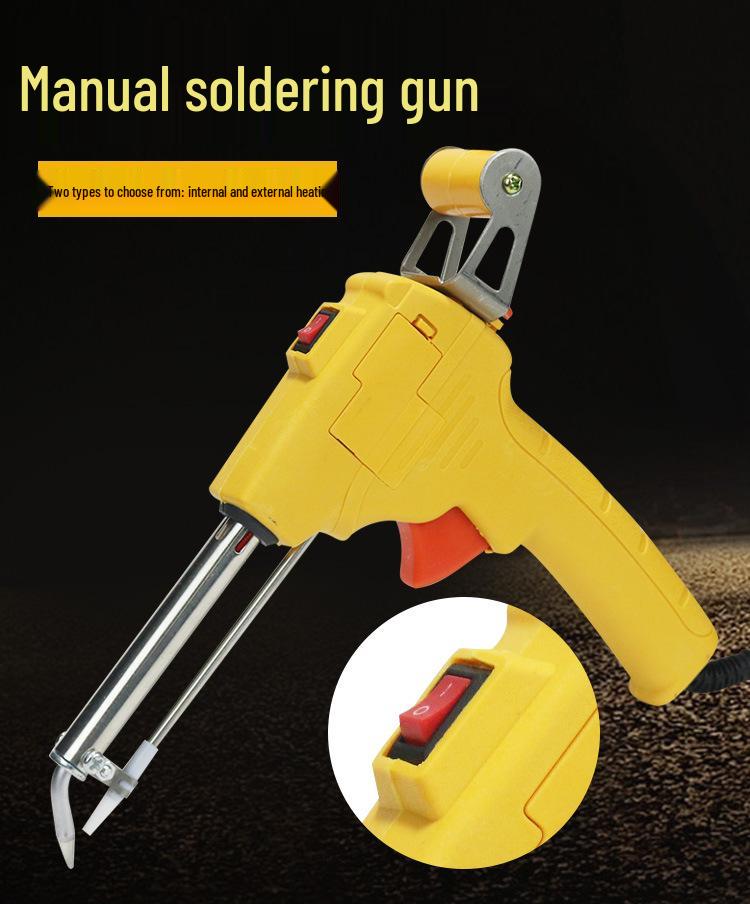 Externally & Internally Heated Handheld Soldering Gun with Manual Feed - 60W Soldering Iron Set