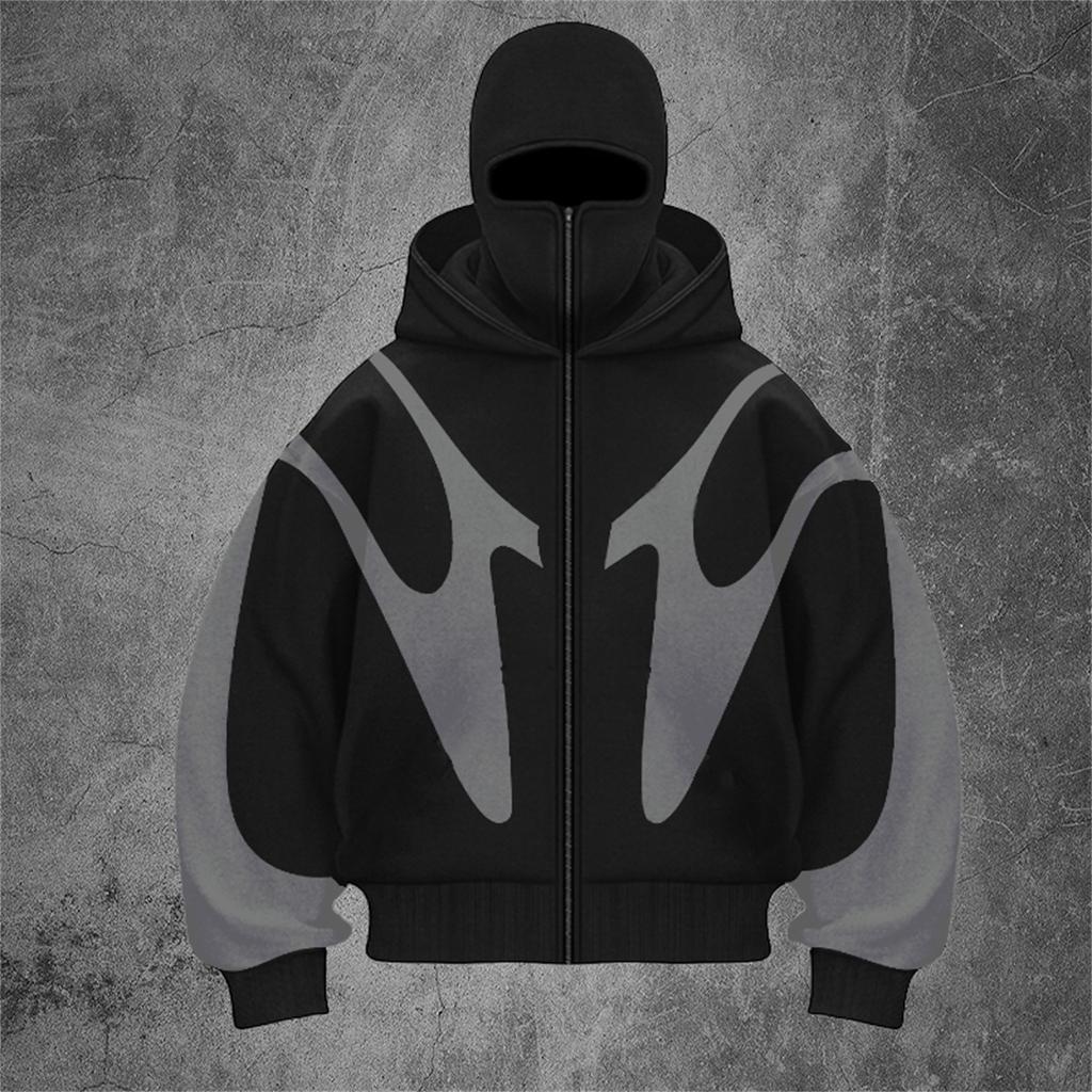 Velvet Punk Double Hat Unique Design Hoodie Loose Hoodie
