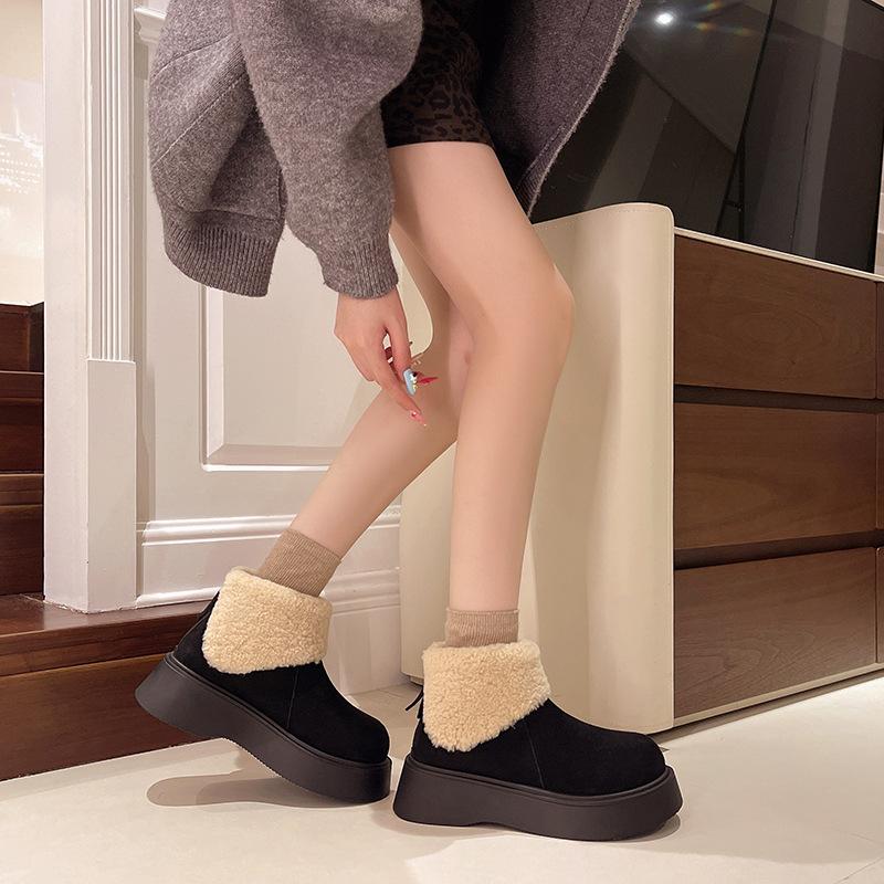 Model licznika Star, puszyste botki Martin na grubej podeszwie podwyższającej dla kobiet 2025 nowe retro aksamitne ciepłe śniegowce