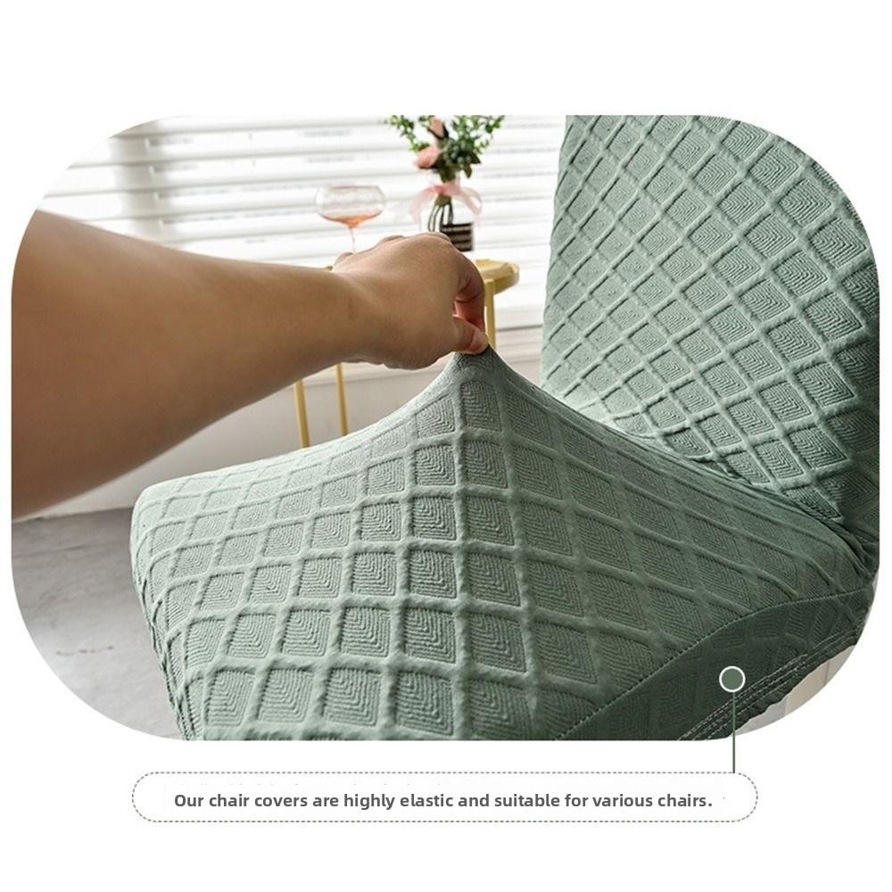 New Elastic Stretch Dining Chair Cover Dustproof Solid Color Jacquard Chair Cushion Cover Waterproof Chair Protectors Household