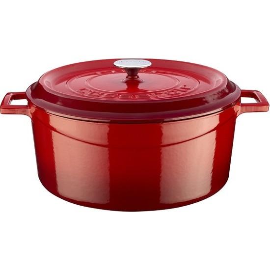 

Лавовый чугун круглый горшок диаметром 32 см красный