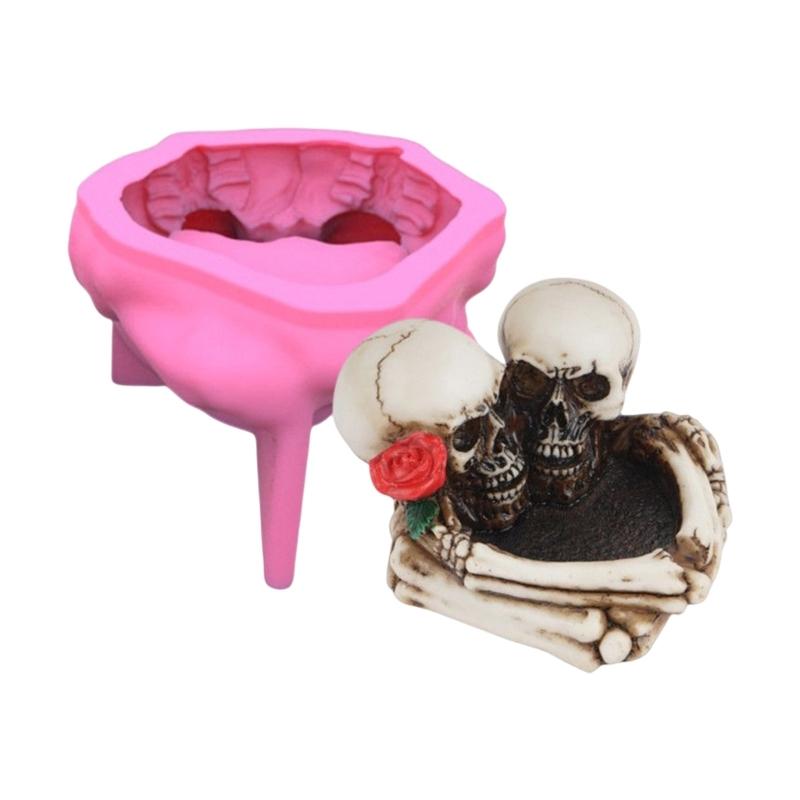 DIY Resin Vase Mold Succulent Flower Pot Silicone Mold Ashtray Molds Halloween Skull Shape Planter Pot Mold Handmade