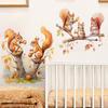 Warm Cute Cartoon Squirrel Family Wall Stickers, Self-Adhesive Decor for Kids Room Bedroom Kindergarten Decoration