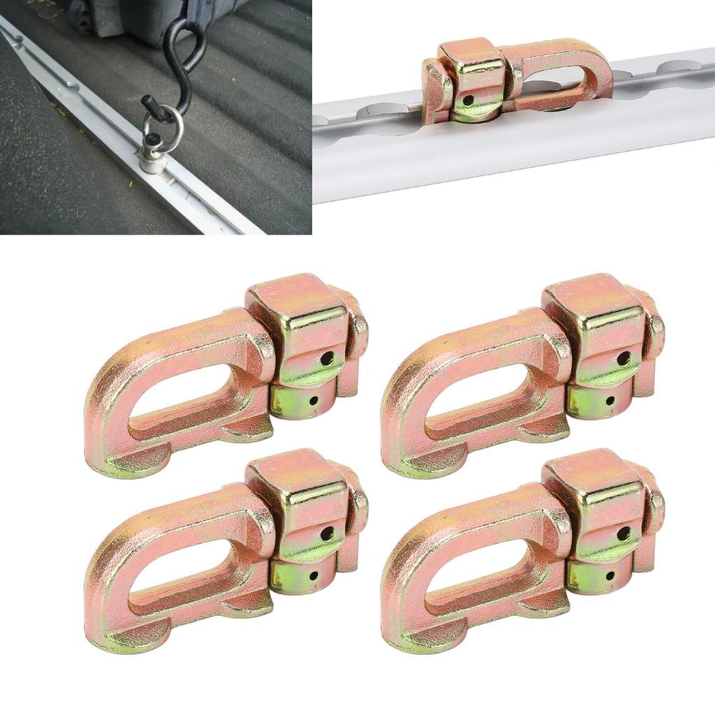 4Pcs L Track Double Stud Tie Down Fitting Carbon Steel L Track Rail Double Stud Fitting for Truck Bed Trailer   Control Pickup RV ATV