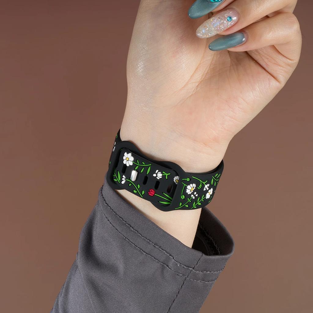 Pasek z grawerowanym wzorem kwiatowym do Huawei Watch Fit 4Pro 4 fit 3 Silikonowy Sportowy Smartwatch do Huawei Watch Fit 2 1 Bransoletka Pasek do zegarka