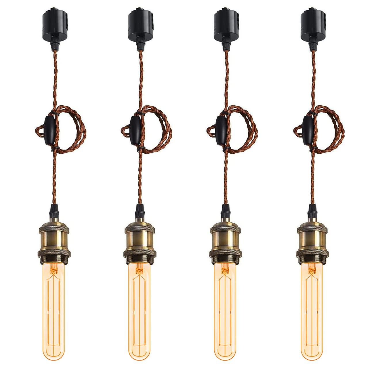 

LVWIT Pendant Light, E26 Base, with LED Bulbs, Filament Bulbs, Decorative Fixture, for Wired Duct Rails, Ceiling Lighting, Hanging Lighting, 100cm