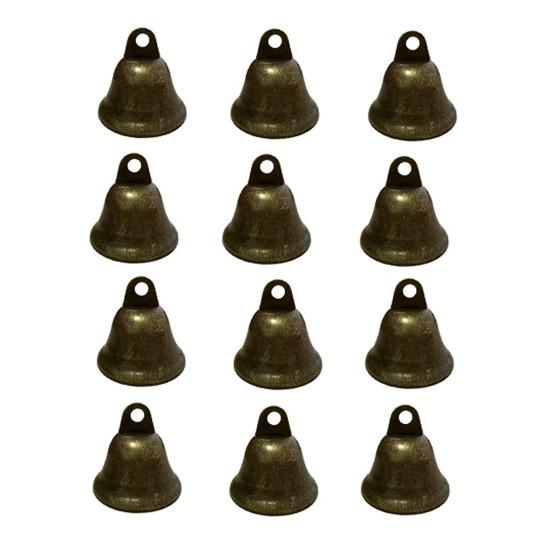 12Pcs Christmas Bell Ornaments Set with Jute Rope DIY Wind Chime Craft Kit Rustic Metal Decor for Holiday