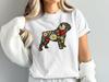 Floral Bulldog T-Shirt, Embroidered Look Dog Tee, Pet Lover Gift