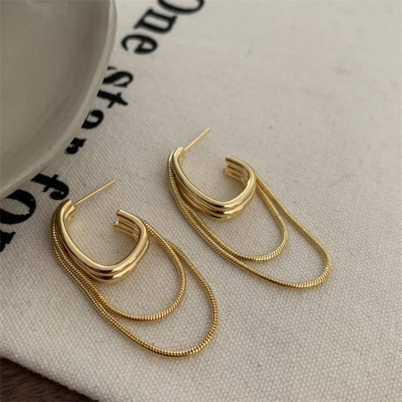 Temperament Metal Tassel Geometric Earrings 2024 New Design Jewelry Wedding Party Luxury Accessories for Women Gift