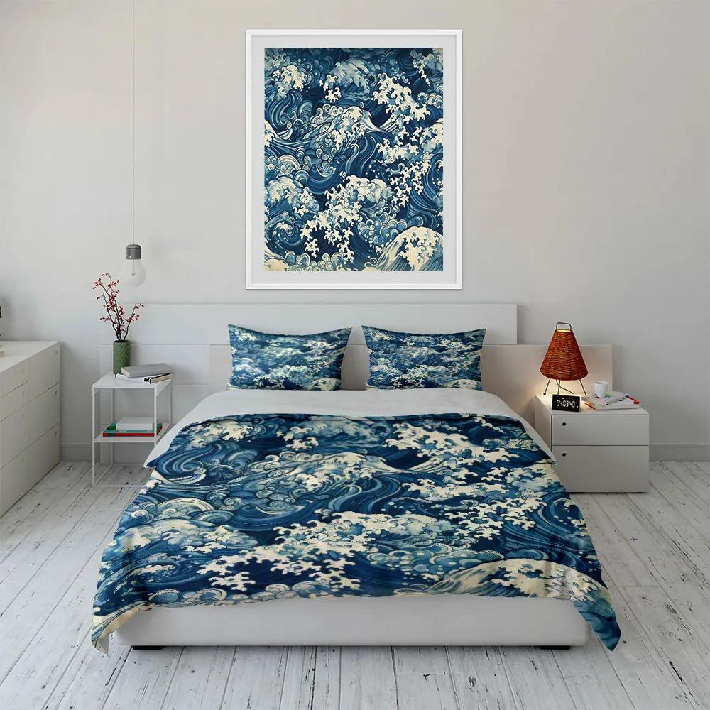 Ocean Waves Art Three-Piece Set Soft Comfortable Duvet Cover Bedding Set Included 1*Duvet Cover & 2*Pillowcases gift