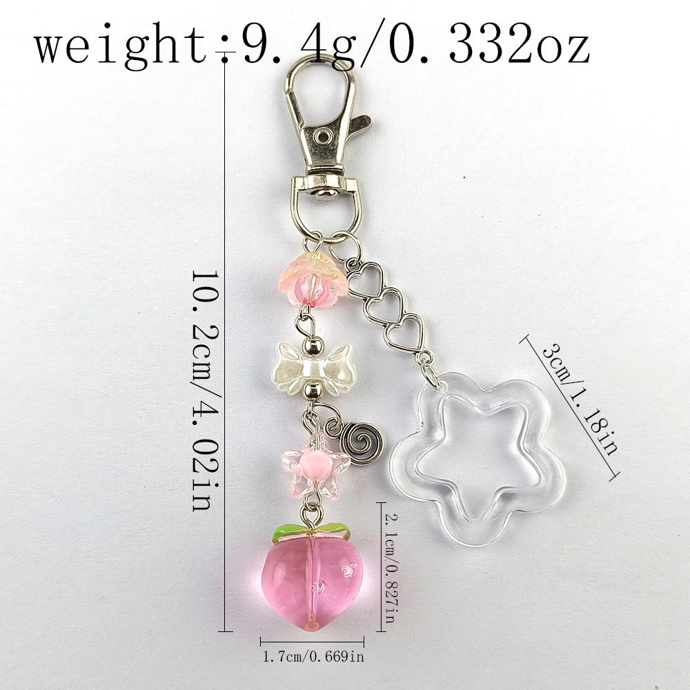 Cute Strawberry and Peach Matching Keychain Handmade Jewelry Gifts
