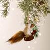 Realistic Foam Squirrel Hanging Ornament Christmas Tree Decor Woodland Animal Figurine with Faux Fur Tail Pine Cone Home Decor