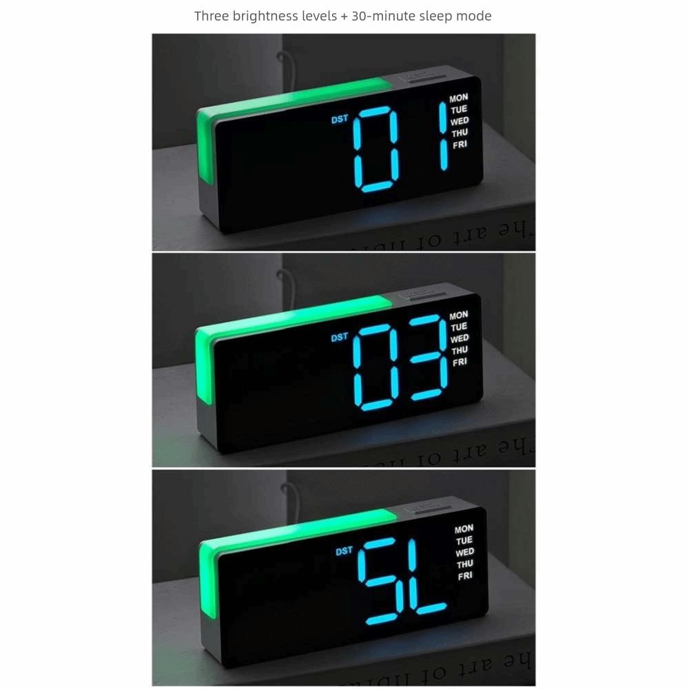 Temperature Bedside Alarm Clock with Calendar LED Night Light Clock  Bedroom