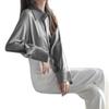 Women's Elegant Satin Long-Sleeve Shirt: Designer Style Acetate Top for Spring and Autumn
