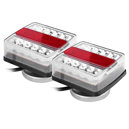 Trailer Brake Lights - Qiilu LED Tail Lights, 1 Pair of Magnetic LED Trailer Towing Lights, Board Lights, Rear Tail Lights with 10m Cable