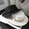 Wide Brim Flat Top Straw Hat Women's Casual Face Small Sun Hat Men's Summer Seaside Beach Sunshade Hat