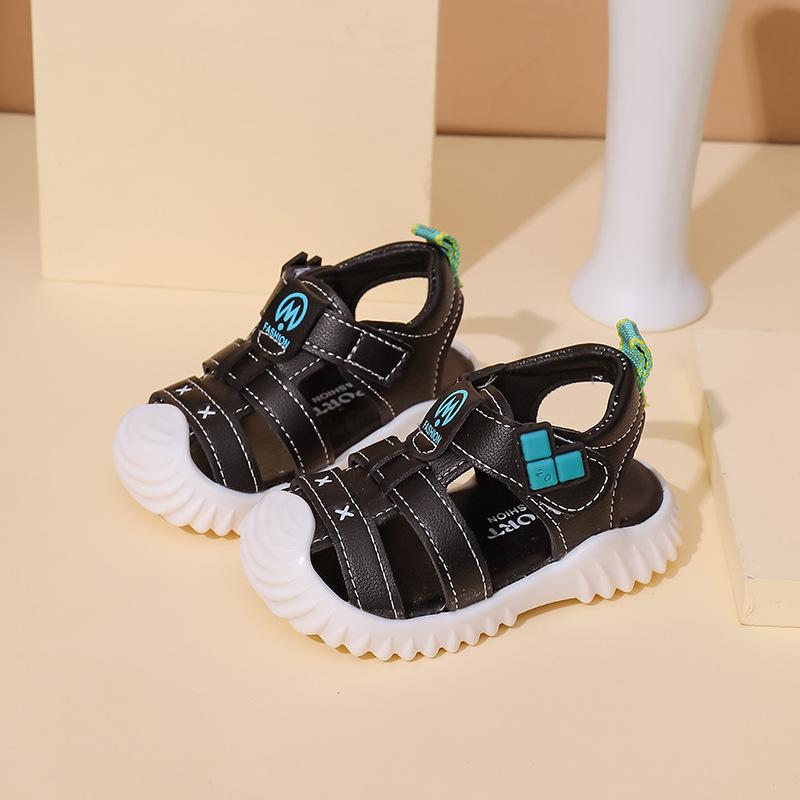 

Fashion Boy Sandals Summer New for Children Shoe Soft Soled Anti Slip Beach Shoe Baby Toe Confort Sandals for Boy To Learn Walk 16insole12cm чёрный