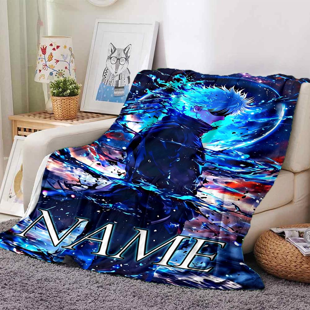 Customiz Name Personality Jujutsu Kaisen Blanket Soft &Warm Sofa Office Bed Travel Lunch Break Blanket, Gift Suitable All Seasons