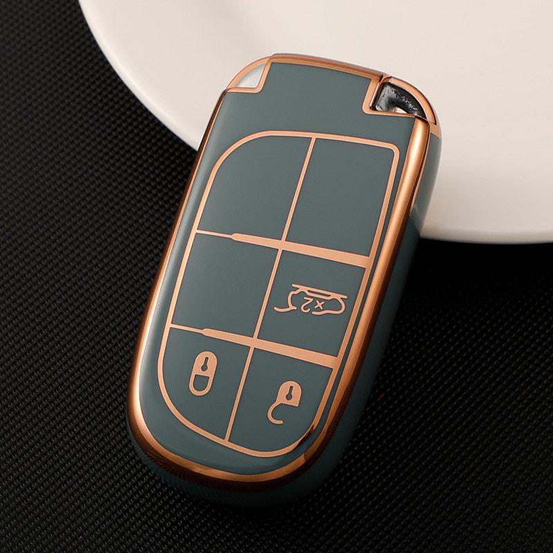 Jeep Compass, Renegade, Cherokee, Grand Commander Gold Edge Car Key Case