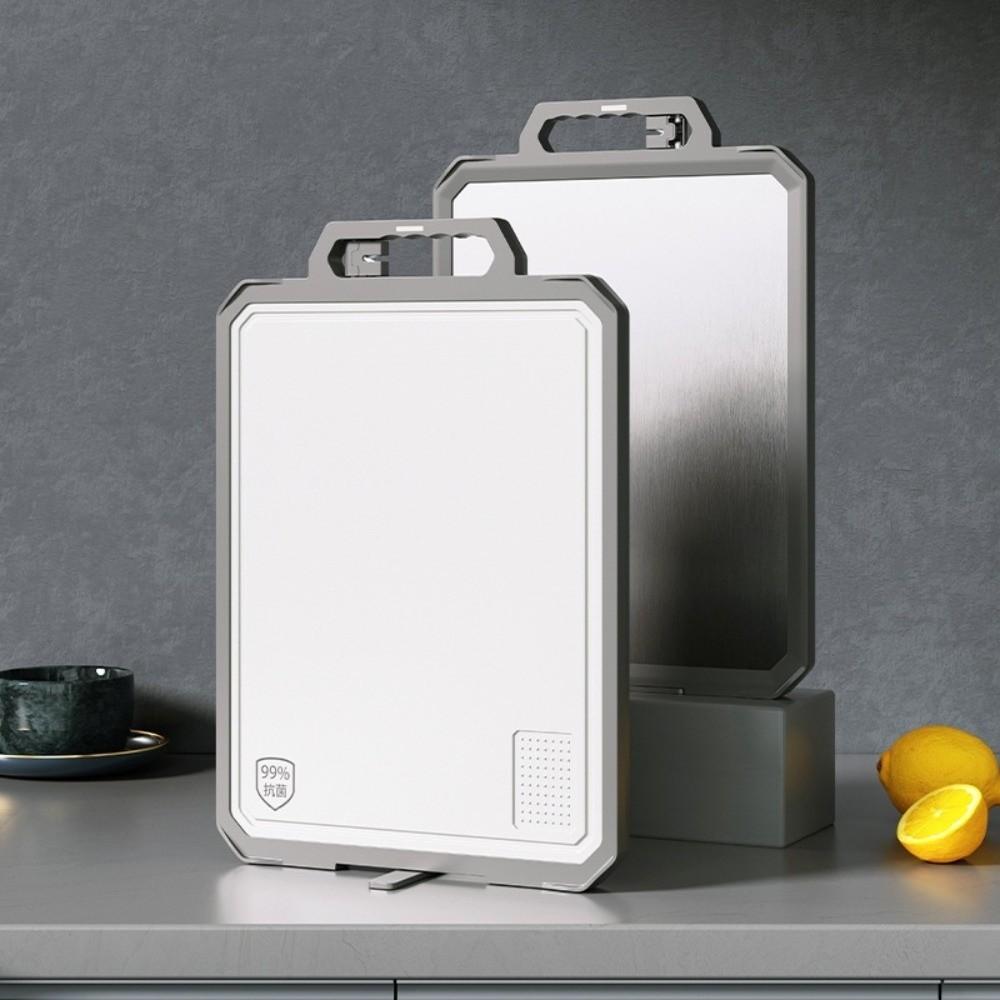Double Sided Chopping Board Stainless Steel Anti-Slip Cutting Board Multifunctional with Sharpener Chopping Block