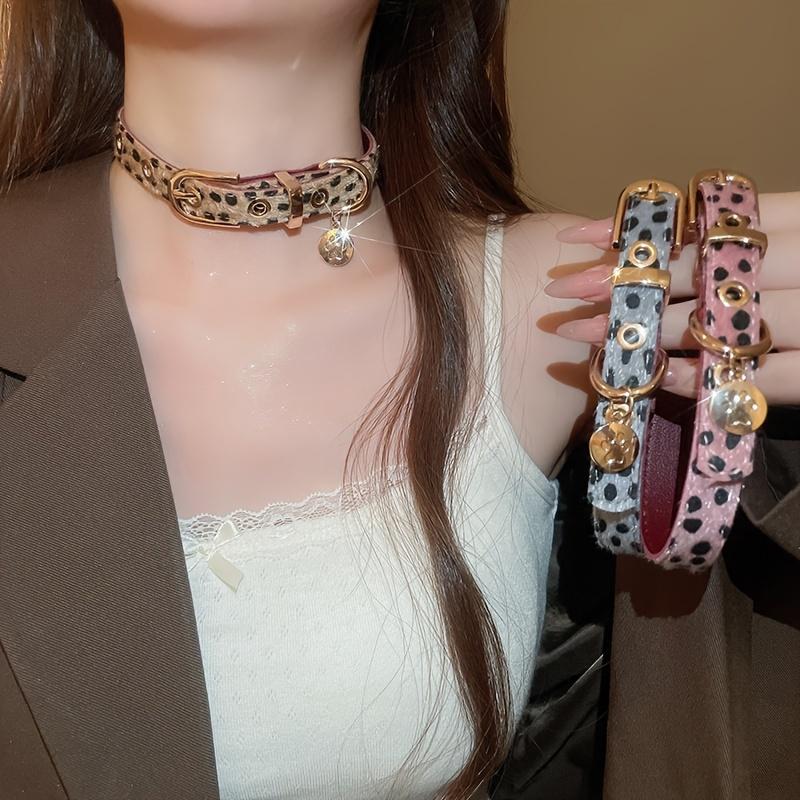

Ожерелье с леопардовым принтом в европейском и американском стиле, модные женские аксессуары для осени и зимы, подходят для вечеринок розовый