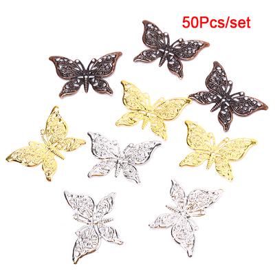 50 pièces Vintage papillon filigrane enveloppes connecteurs métal artisanat bricolage fabrication de bijoux