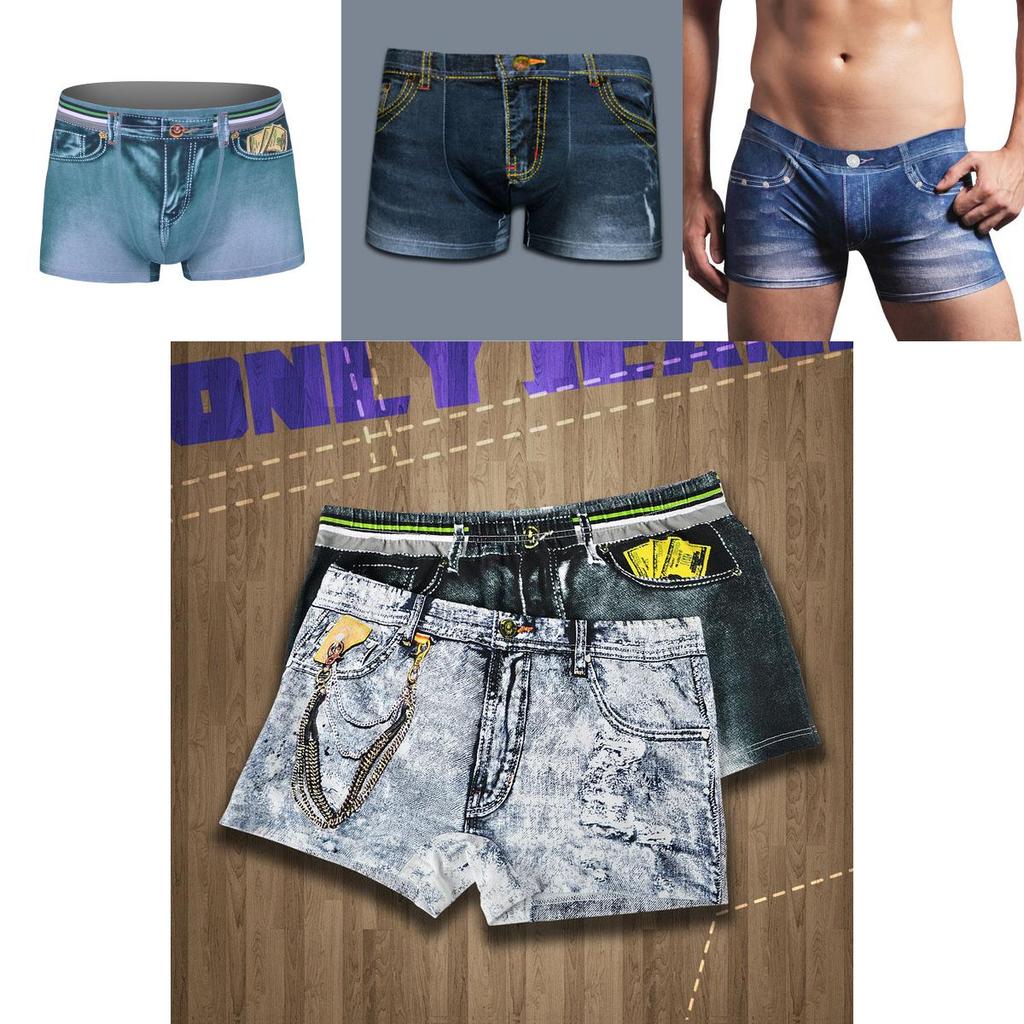 Hochwertige Herren-Baumwollshorts im europäischen und US-Stil Denim-Jeans Unterwäsche für Komfort