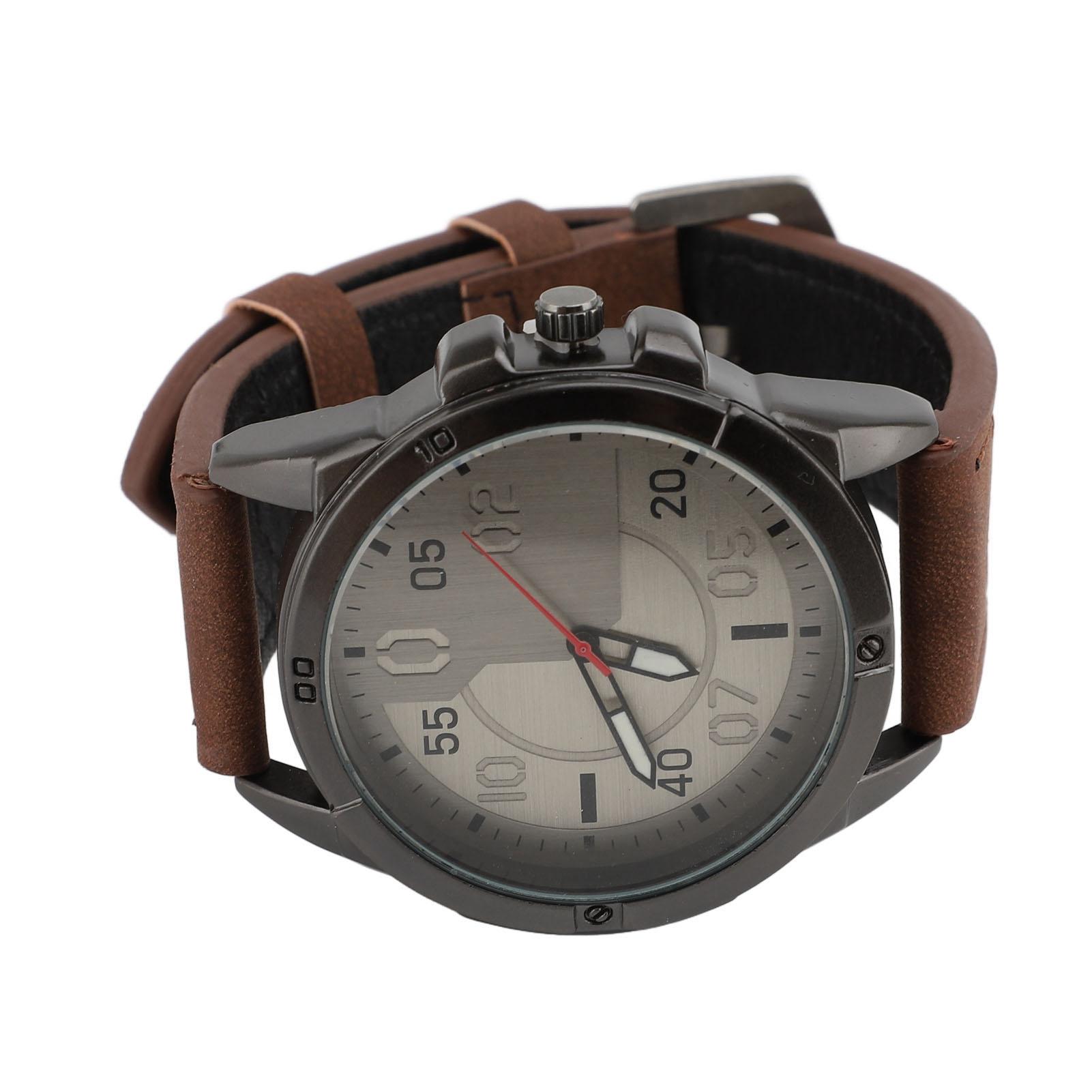 

Mens Watch Quartz Minimalist Thin Fashion Casual with Retro Leather Band