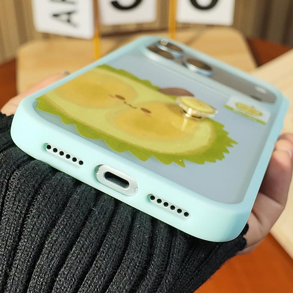 Summer Cartoon Fruit Rotating Phone Case for Apple 17ProMax - Durian & Guava Design