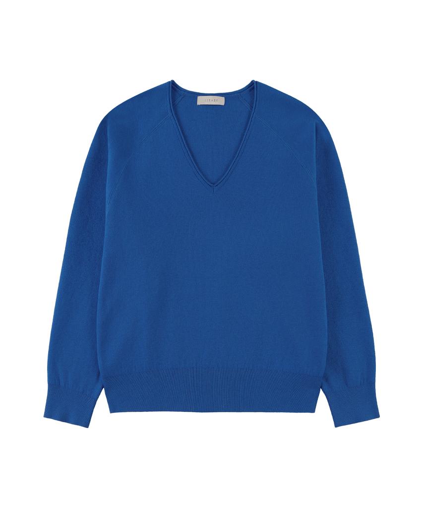 Siyajyu Sikn2181 Balloon V-Neck Loose Fit Knit_Blue