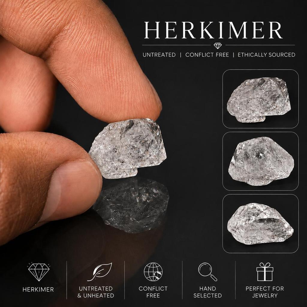 Kryształowy Kamień Diamentu Herkimer | Kamień Szlachetny z Kryształu Górskiego (18 Karatów)