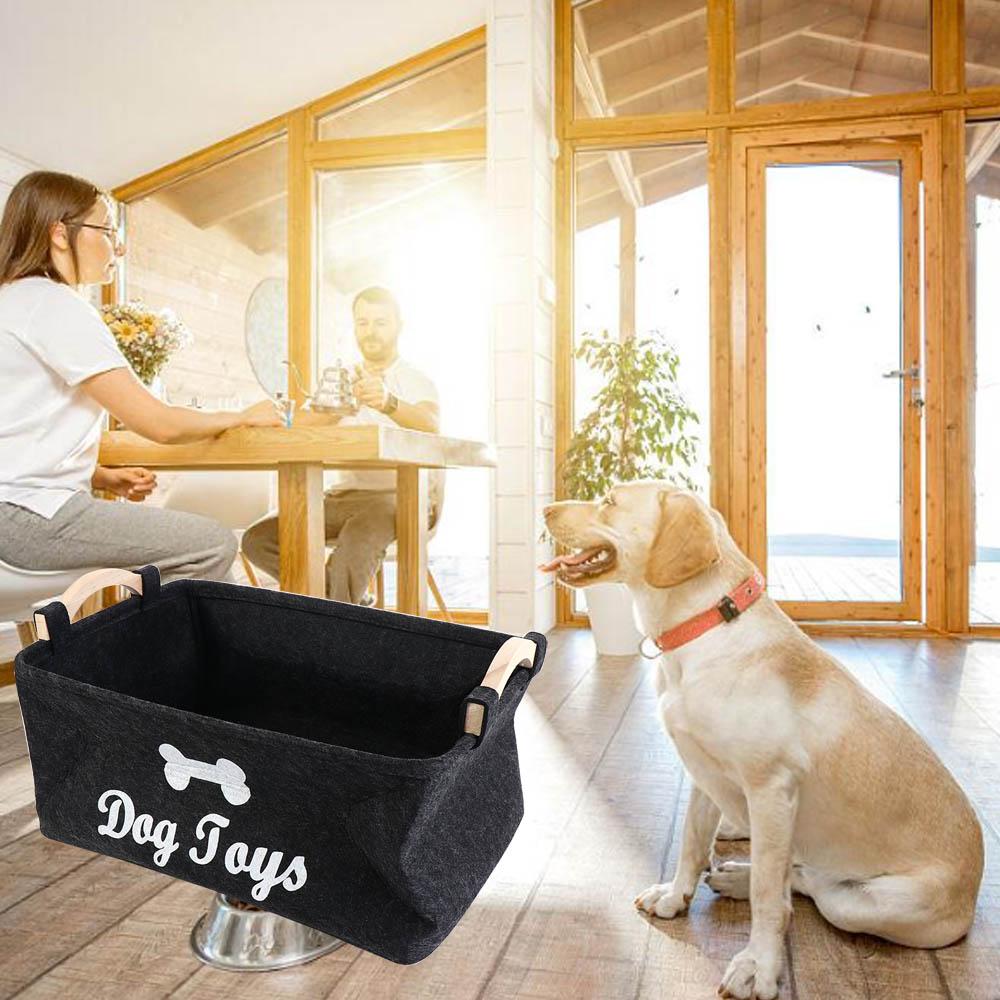Felt Pet Toy Bin Box Cartoon Pattern Foldable Pet Toy Organizer Dog Toy Storage Basket  Clothing