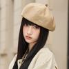 Hat Female Metal Label Big Head Circumference Beret Female Spring and Autumn Fashion Show Face Small Pumpkin Hat Painter Hat
