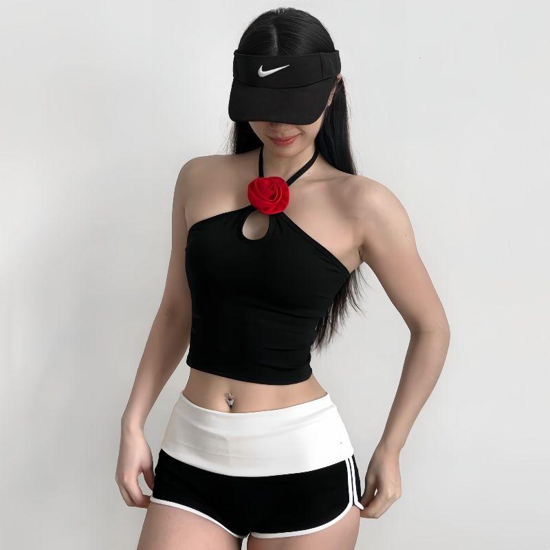 

Shoelace Yoga Clothes Bra All-Match Flowers Slim Looking Quick-Drying Shockproof Running Fitness Clothes Sports Vest Women s Design Elastic Xingyao Black [including chest pad]] S