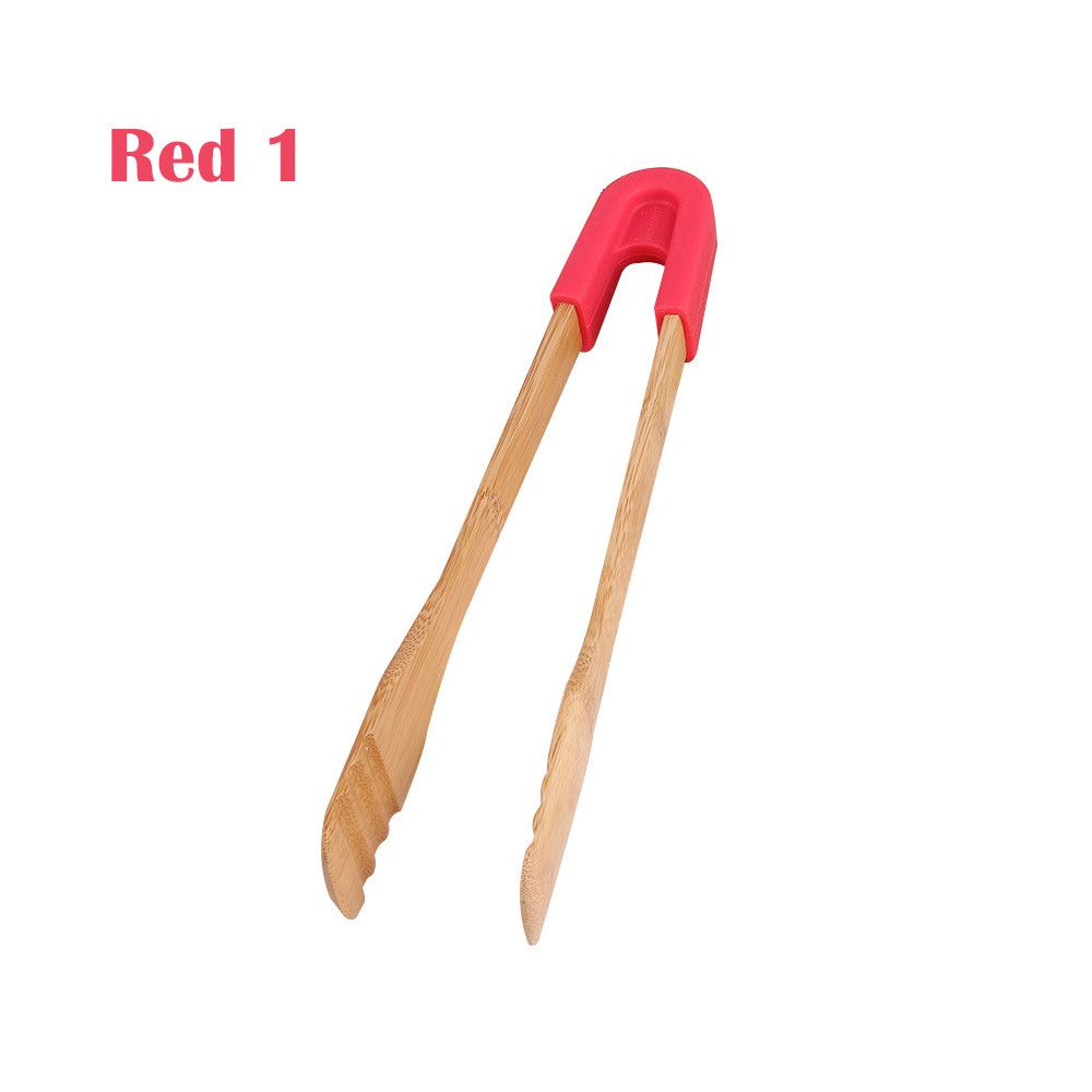 

Cake Salad Clamp BBQ Snack Silicone Handle Kitchen Tools Toaster Tongs Food Clip Cooking Utensils Red 1