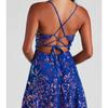 Women Sequined Loose V Neck Sleeveless Strap Cocktail Party Dress