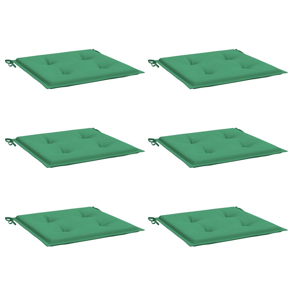Garden Chair Cushions 6 Pcs Green 40x40x4 Cm Oxford Fabric
