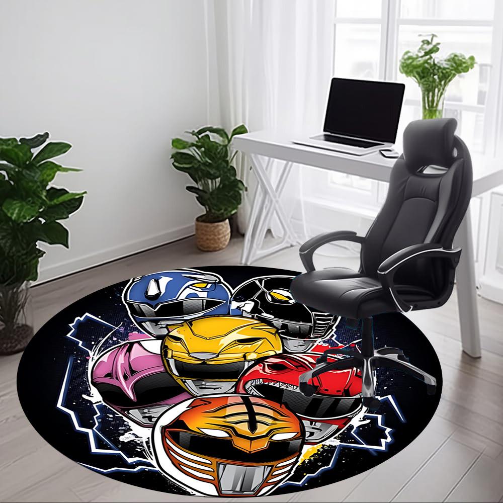 1PC Power Rangers Office Round Rug, Non-slip, Soft and Durable Office Rug for Interior Decoration, Perfect for Office yy250915001