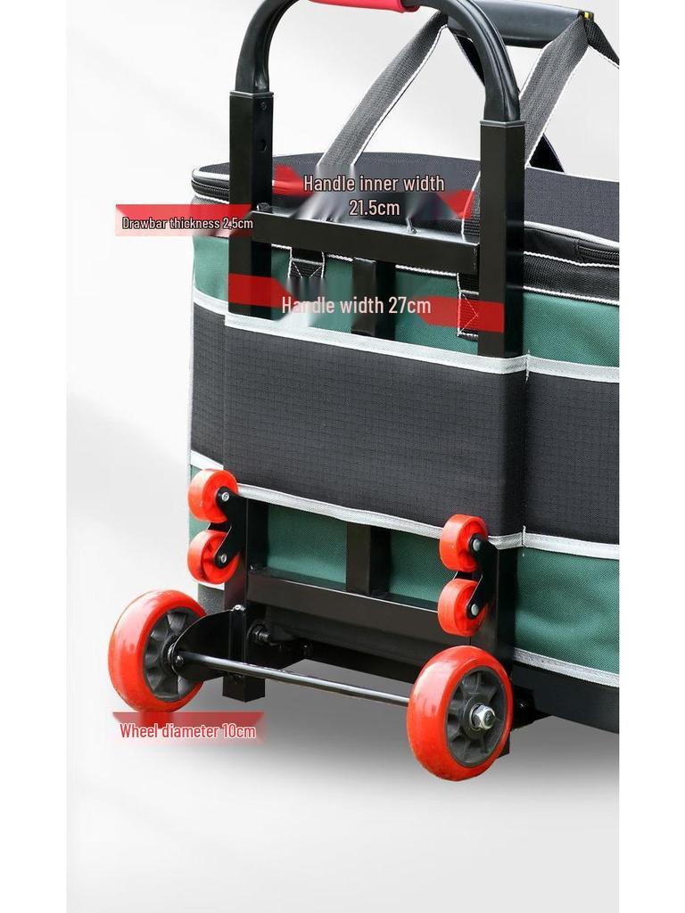 Telescopic Tool Bag: Durable, Wear-Resistant Canvas with Wheels, Large Capacity for Electricians