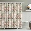 Vintage Floral Print Shower Curtain Pink White Green Decor Bath Rug Cover For Bathroom Size 72 X 84 Inches With Grommets Rustic